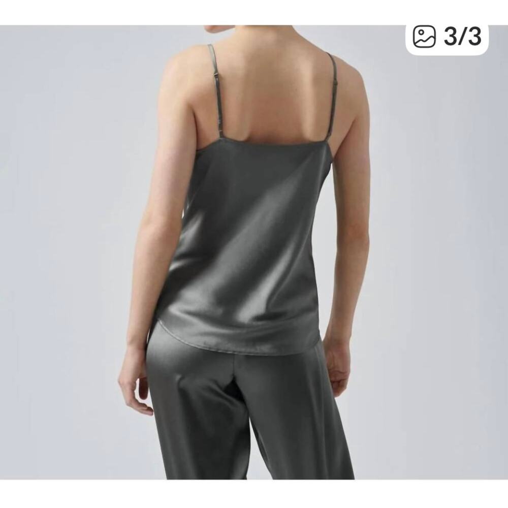 NWT ATM 100% Silk Cami in Olive L Coquette Elegant Classic Capsule Going Out Top - Picture 9 of 9
